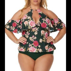 Raisins Curve Maiko Shea OTS High Neck  Off Shoulder Tankini Top